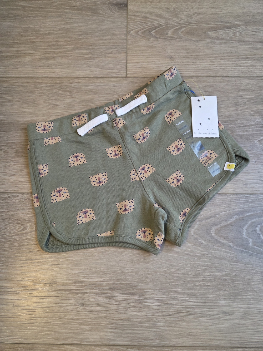 Rise Little Earthling Olive Shorts with Tiger Print